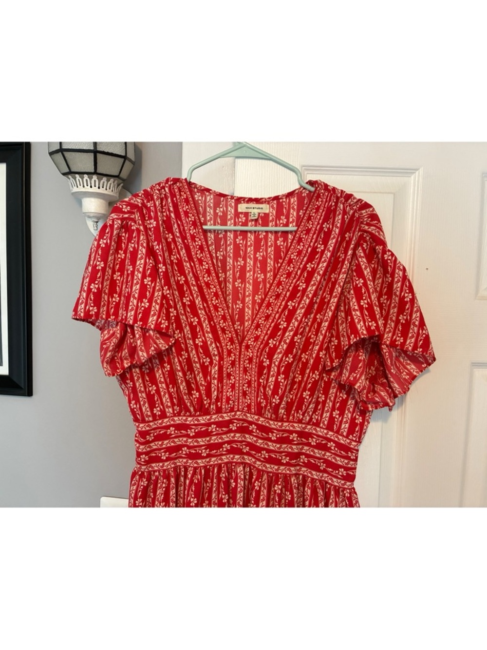 Max Studio Red Floral Maxi Dress with V-Neck - Picture 2 of 4
